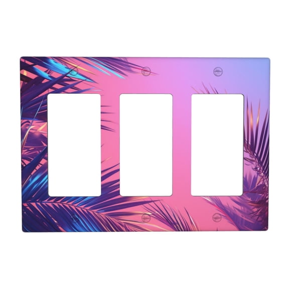 Neon Color Tropical Plant Switch Cover Decorative Wall Plate 3-Gang Standard Size