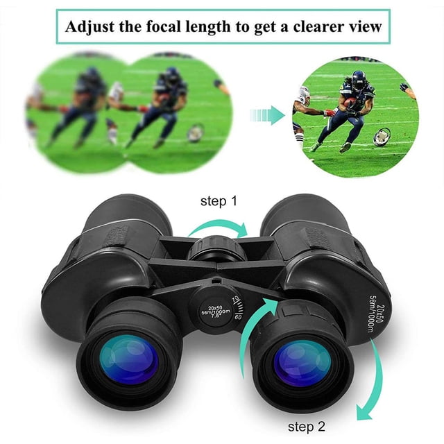 Aodebiao 20x50 Binoculars for Adults, High Magnification Low Light Night Vision, Compact Foldable HD Binoculars for Outdoor Camping and Concerts, Rubber Coated