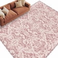 thumbnail image 2 of 5'x8' Area Rugs, Pink Baroque Indoor Outdoor Area Rug for Living Room Bedroom, Farmhouse Scroll Floral Damask Patterned Washable Bathroom Rugs Kitchen Floor Carpet Mats Home Decor Aesthetic, 2 of 8