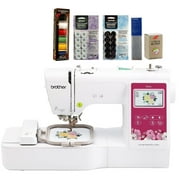 Brother PE545 Embroidery Machine, 6-Piece Thread Set, 20 Bobbins, 100-Piece 75/11 Embroidery Needles, Stabilizer Roll