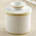thumbnail image 6 of Butter Bell® Crock – Le Bistro White with Gold Trim Ceramic Butter Holder with Lid, Keeper for Spreadable Butter, 6 of 9