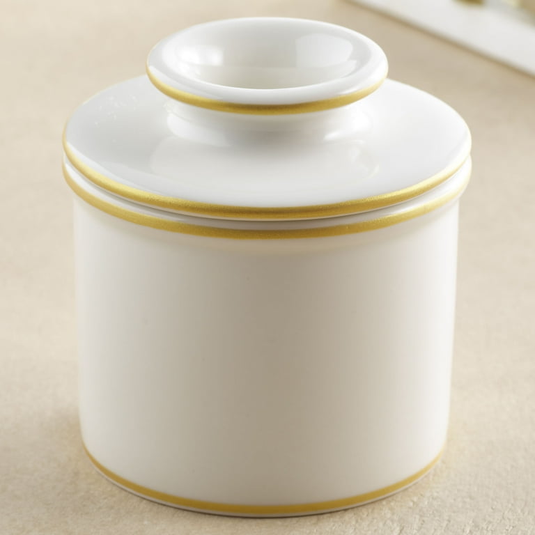 Butter Bell® Crock – Le Bistro White with Gold Trim Ceramic Butter