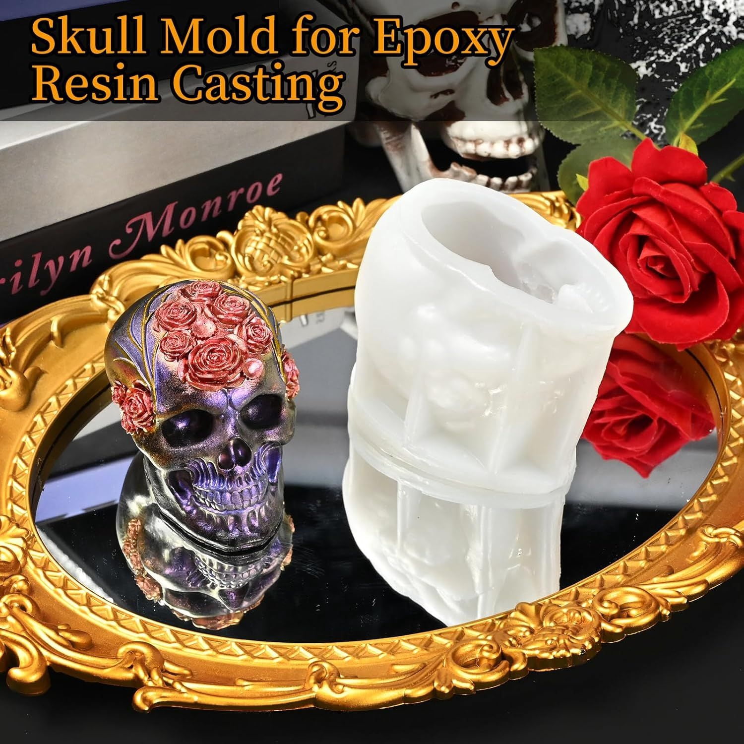3D Skull Silicone Mold for Resin Candle Soap and Whiskey Ice Making