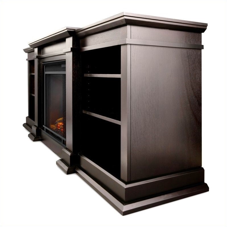 Real Flame Fresno Tv Stand Electric Fireplace In Dark Walnut
