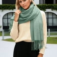 thumbnail image 4 of HNMKIU Soft Winter Scarf For Cozy Thick Wrap Shawl Elegant Neck Warmer Crafted For Casual Home Comfort And Year Round Wear Light Green,One Size, 4 of 5