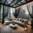 thumbnail image 5 of Outdoor Mosquito Net Curtains for Patio, Usupdd Fine Mesh Fly Screen Drapes for Garden, Rod Pocket Sheer Curtain 20x20x3cm Waterproof for Porch Gazebo Pergola, Black, 5 of 6