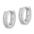 thumbnail image 2 of 925 Sterling Silver Rhodium-plated Polished CZ Hinged Hoop Earrings; for Adults and Teens; for Women and Men, 2 of 3