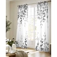 thumbnail image 5 of Grey Sheer Curtains 84 Inch Length 2 Panels Set for Living Room/Bedroom, Eucalyptus Leaves Kitchen Curtains with Grommet Semi-Sheer Curtains Drapes Voile Window Treatments 52"x84"x2, 5 of 7