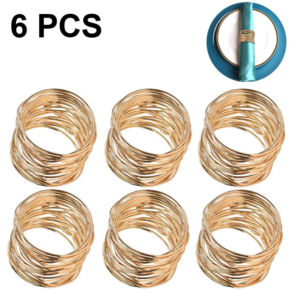 Handmade Gold Round Mesh Napkin Rings Set of 12 Holder for Dinning Table Parties 