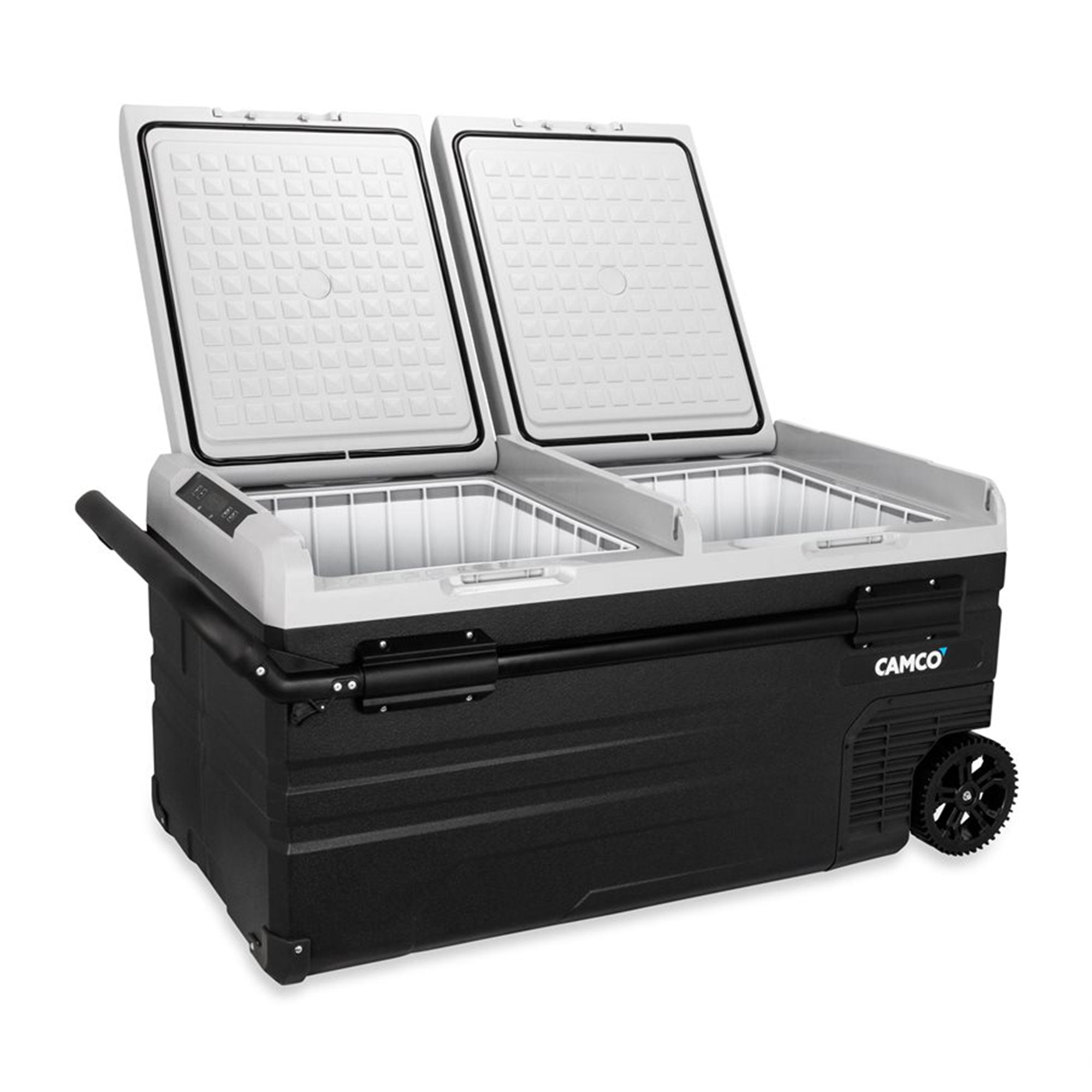 Camco CAM-950 95-Liter Portable Compact Fridge/Freezer | Features Bluetooth Capable Remote Access & 2 Compartments w/Dual Zone Cooling | Adjusts from -4° F to 68° w/2 Cooling Modes ECO & MAX (51522)