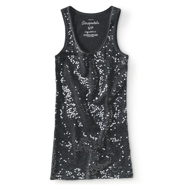 Camiseta sin mangas de lentejuelas Aeropostale para mujer, gris, mediana Aeropostale Camiseta sin mangas