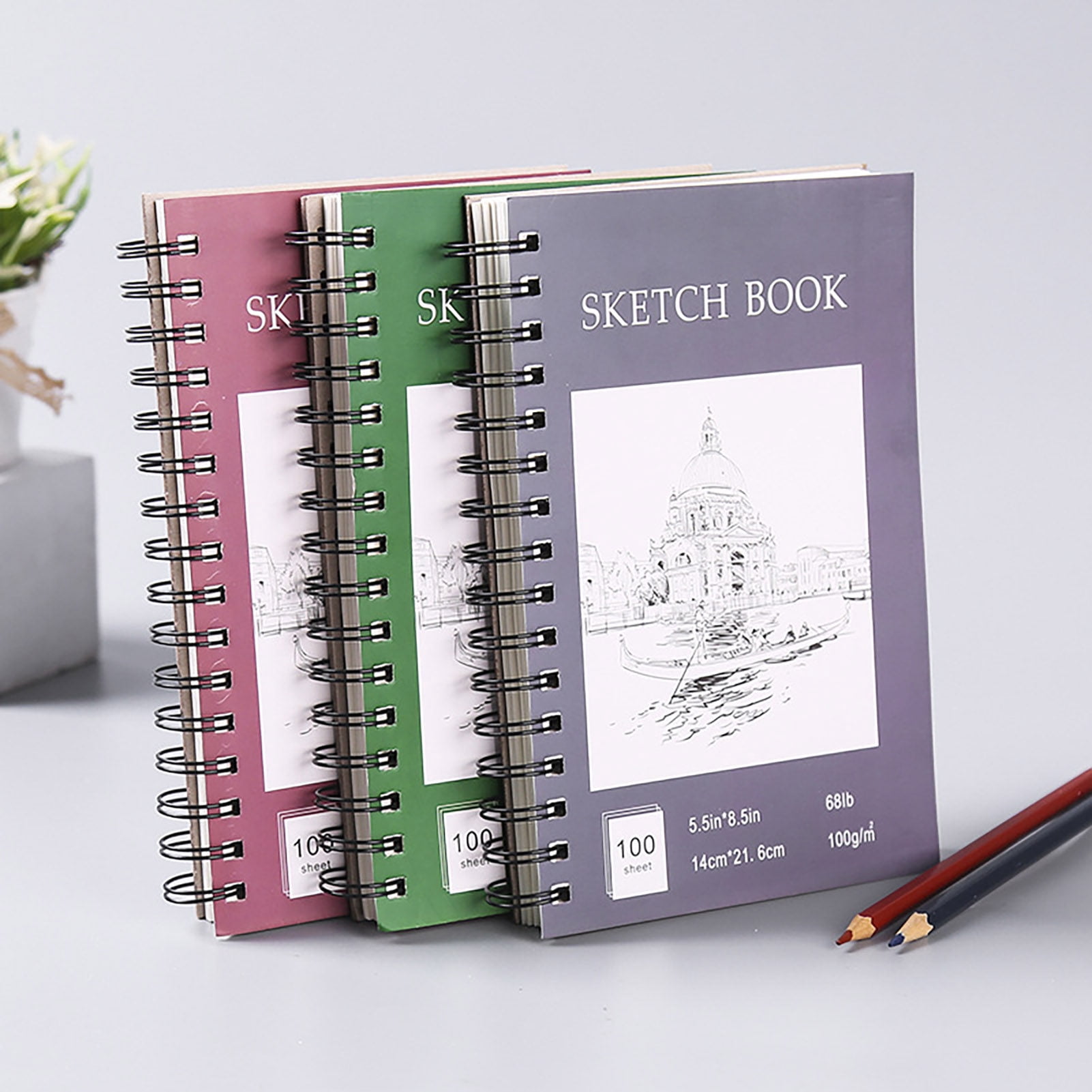 Homerr Acid-free Paper Sketchbook Spiral Bound Sketchbook A4 Hardcover Sketch Book - Spiral Bound, 100 Sheets, Acid-Free for Art Students