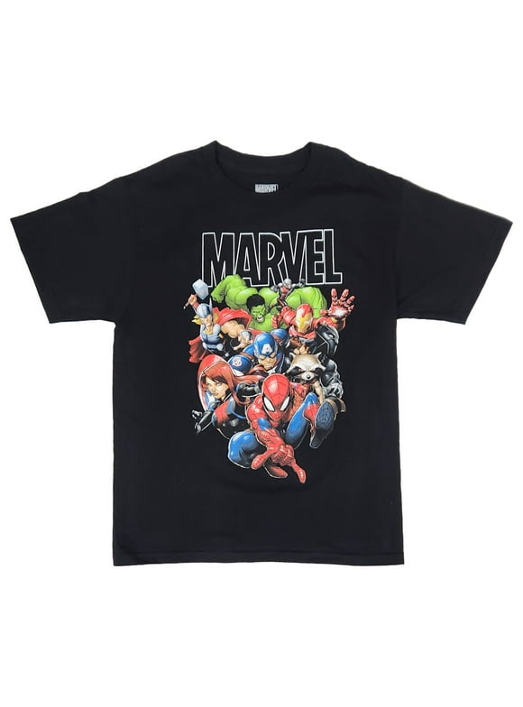 Marvel Boys Black Avengers Super Hero T-Shirt Tee Shirt Medium 8