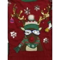 thumbnail image 2 of Womens Red Sequin Snowflake Reindeer Pom Holiday Christmas Sweater S, 2 of 2