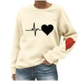 thumbnail image 2 of Karight Sweatshirt for Women Casual Long Sleeve Crewneck Pullover Cute Love Heart Printed Tops Loose Fit Dressy Fall Clothes, 2 of 5