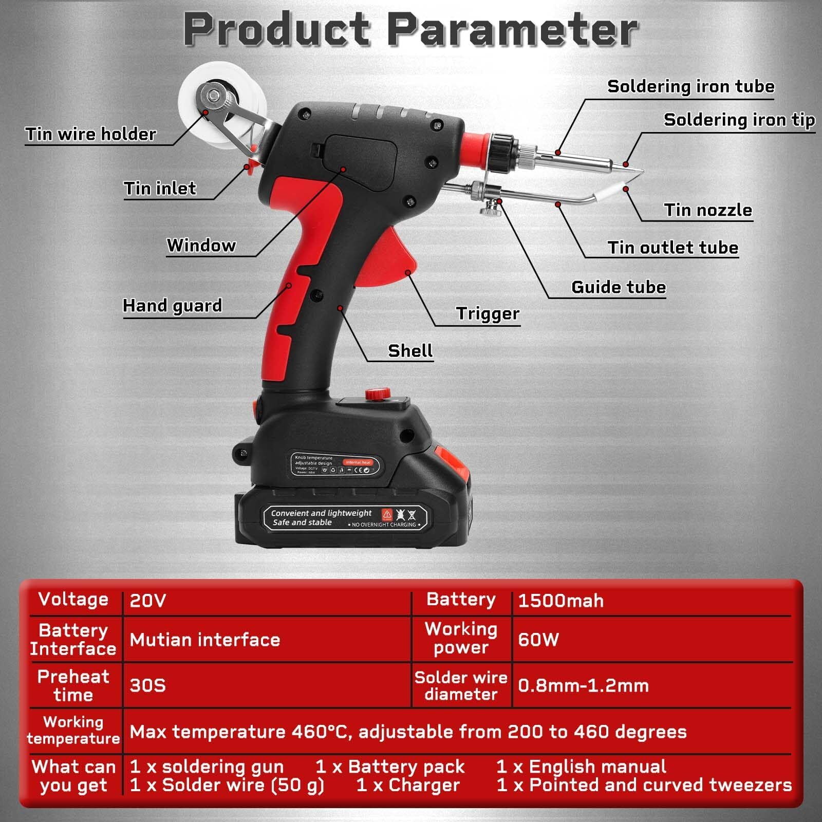 LiteBee Cordless Soldering Iron Welding Kit for Repair, One-handed Welding Iron 20V Battery Automatic Gun Solder Tools