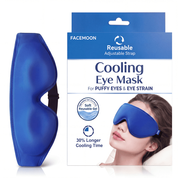 Cold Gel Eye Mask: Ice Cooling Compress for Puffy Eyes, Dark Circles, Sinus Pressure & Eye Fatigue, Contoured Reusable Design, Fits All Head Sizes, Daily Eye Care