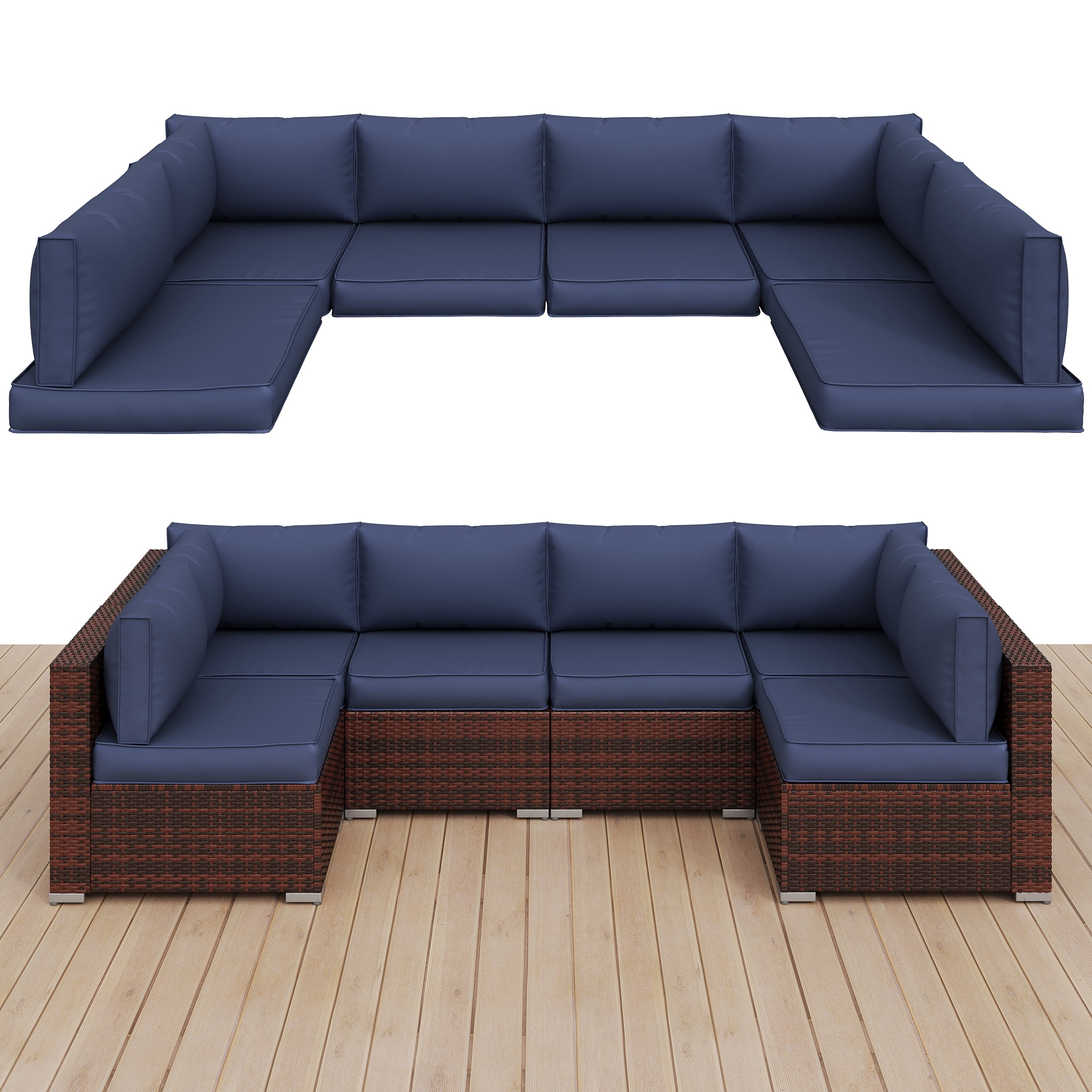 UDPATIO Outdoor Cushions, Patio Furniture Cushions, 4" Thick Replacement Outdoor Cushions, Patio Sofa Cushions with Water-Resistant Deep Seat Outdoor Couch Cushions(Navy Blue)