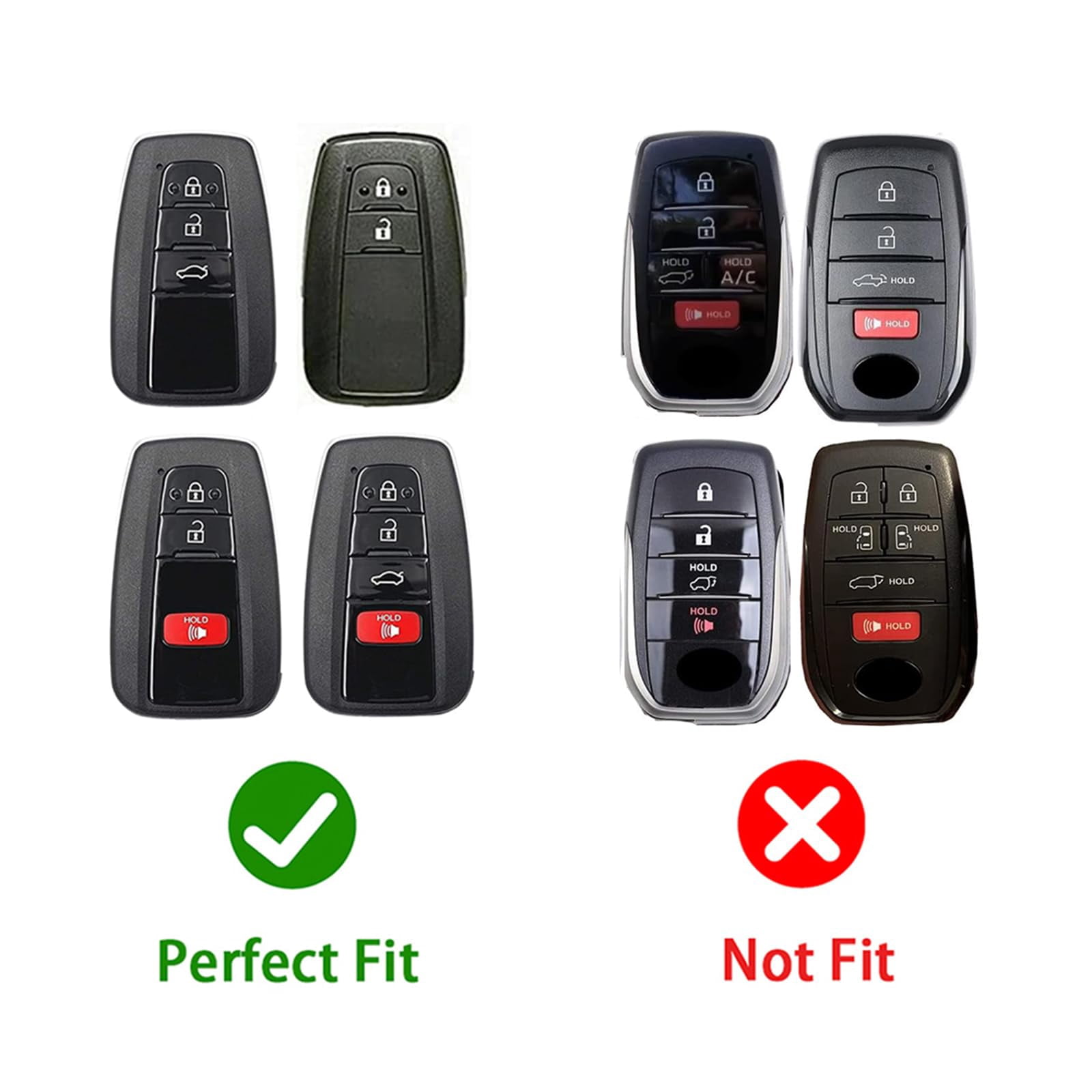 Key Cover Case, Zinc Alloy Metal Smart Key Fob Case Protector Shell Compatible with Toyota Highlander Corolla Hatchback RAV4 XLE Prius Camry Hybrid XSE Avalon