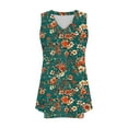 thumbnail image 5 of Women Deep V Neck Sleeveless Tee Floral Pleated Tank Tops Fltter Hem Camisole Oversized Tunic Blouses Trends Fashion Cami Going Out Summer Blouse, 5 of 7