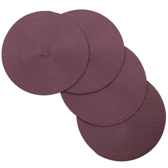 Venice Collections Vienna Woven Spiral Table Placemats 15 Inches Round Set of 4 Non-Slip Dining & Kitchen Table Mats Purple