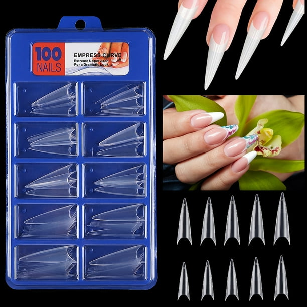 100pcs 500pcsclear Nail Tips Coffin Fake Nails Including Half Cover Natural Acrylic Nails False Nails With Plastic Box For Diy Nail Art Walmart Com Walmart Com
