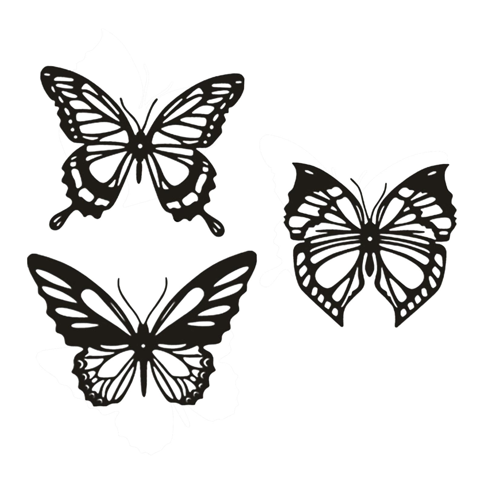 3 Count Iron Black Butterfly Wall Decor Elegant for Bedroom Fence