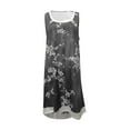 thumbnail image 4 of Lenago Summer Denim Shirt Dresses for Womens Sleeveless Floral Printing Loose Fake Two-Piece Jean Midi Dress Button Down Casual Shift Dress Tunic Top, 4 of 6