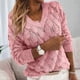 thumbnail image 3 of Women's V Neck Long Sleeve Pullover Sweater Lightweight Knit Sweaters Novelty Sweaters Red XXL, 3 of 4