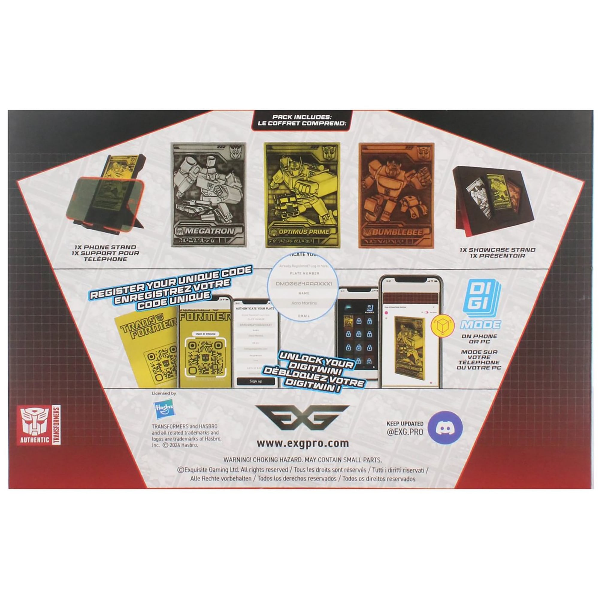 Exquisite Gaming: Digiplate Starter Pack - Transformers: Generation 1 - 3 Collectible Metal Cards & Phone Stand, Copper-Gold-Silver Image Plates