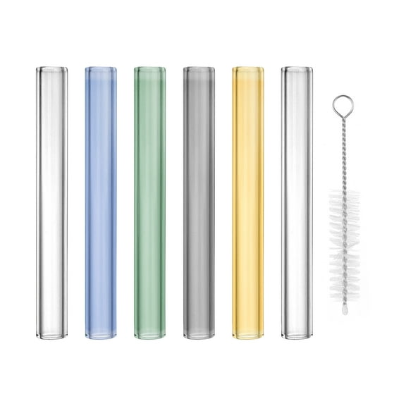 Uxcell 4 Inch Borosilicate Glass Tubes, 6 Pcs12mm OD 2mm Thick Glass Blowing Tubes Straight Pipe with Cleaning Brush for Laboratory Glass Making, 5 Color