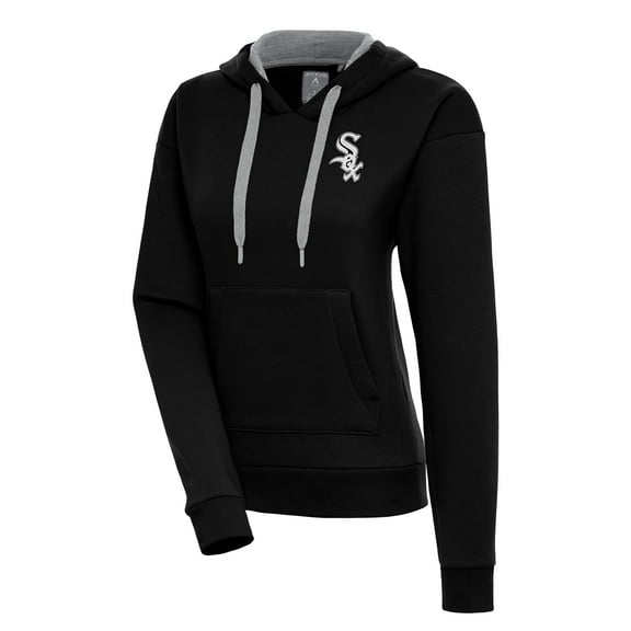 Women's Antigua  Black Chicago White Sox Brushed Metallic Victory Pullover Hoodie