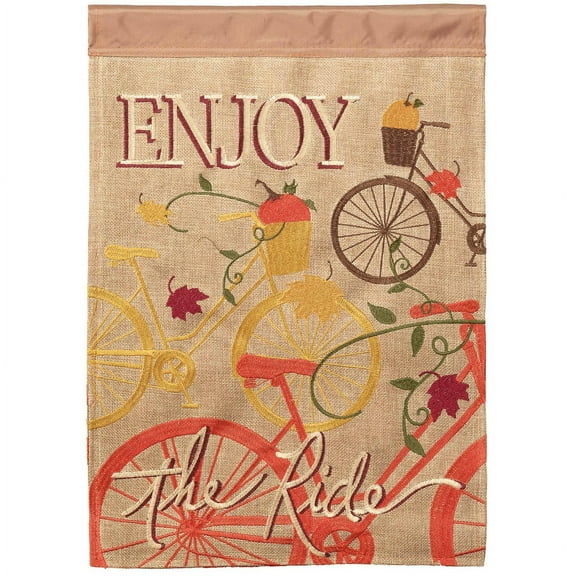 Magnolia Gardens M011669 13 x 18 in. Fall Bike Enjoy Ride Burlap Garden Flag