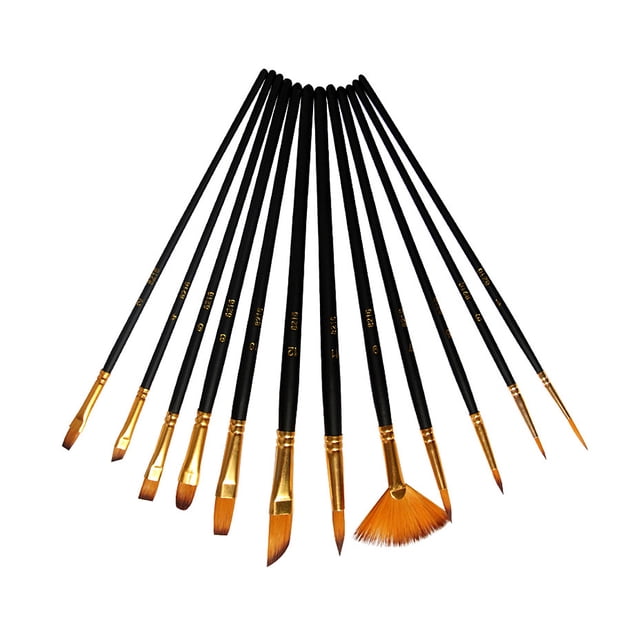 Cateissary 12 piezas cepillo de pintura mango de pintura dibujo arte bolígrafos profesional pinturas Negro