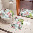 thumbnail image 5 of Pink Floral Flamingos Bathroom Rugs Set Summer Tropical Cactus Green Plaid Non Slip Absorbent Soft Bath Mats 3 Piece Set with Bathroom Rug, U-Shaped Floor Mat, Toilet Seat Cover Large Size, 5 of 9