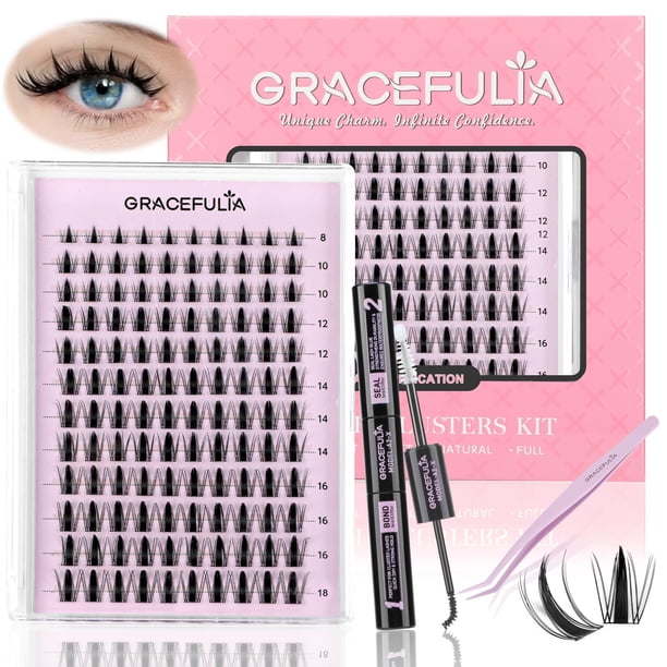 Kit de pestañas con forma de racimos de pestañas GRACEFULIA Manga Lash, 120 unidades, 8-18 mm
