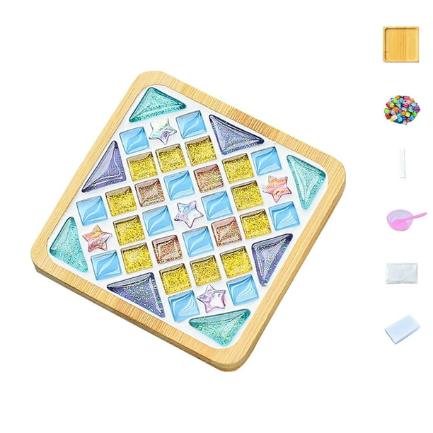Pisexur Batería de cocina Juego de mosaicos de manualidades, posavasos de madera, mosaicos de colores variados, paquete de manualidades de 6 ml para la cocina del hogar