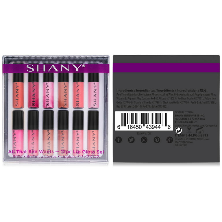 SHANY All That She Wants Lip-Gloss Set - 12 Matte, Pearl, and