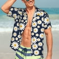 thumbnail image 7 of Sikiie Daisy Floral Print Men's Hawaiian Shirt, Summer Beach Button Pocket Short Sleeve T-Shirt,X-Large, 7 of 7
