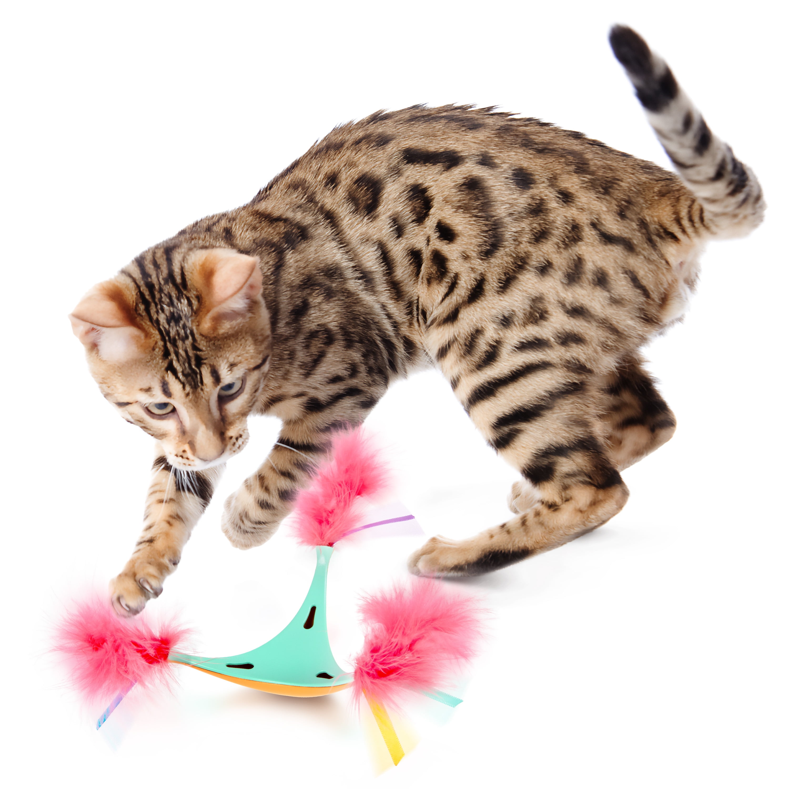 SmartyKat Swat 'N Spin Interactive Cat Toy for Exercise & Stimulation, Medium, Blue