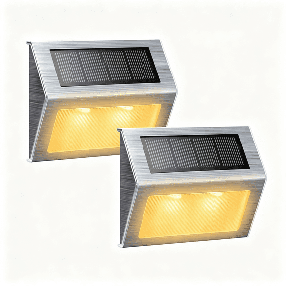 HIBIBUD Solar Lights for Steps Decks Pathway Yard Stairs Fences, Led Lamp, Outdoor Waterproof, Warm Light, Solar Lights Outdoor Non Motion Sensor 2 Pack