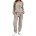 thumbnail image 3 of UVN Two Piece Sets for Women Casual Outfits Sets Textured Long Sleeve Shirts and Long Pants Lounge Set Fall Pajama Sets with Pockets, 3 of 9