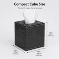 thumbnail image 2 of ABCISI Square Tissue Box Cover, Black Faux Leather Tissue Holder with Contrast Stitching, 5.2 x 5.2 x 5.7 Inch Decorative Dispenser for Bathroom, Bedroom, Office and Living Room, 2 of 6