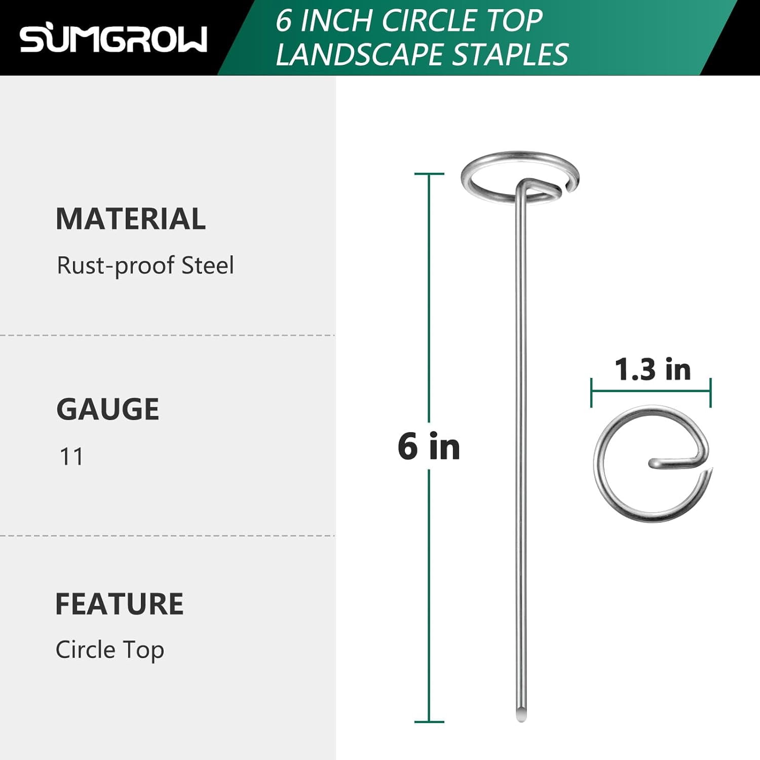 120 Pack 6-inch, Landscape Staples, Fabric Pins, Weed Barrier Stakes, Circle Top Galvanized Steel Spikes for Securing Outdoor Tent, Ground Sheets, Fleece, Edging, Lawn Turf, Decorations