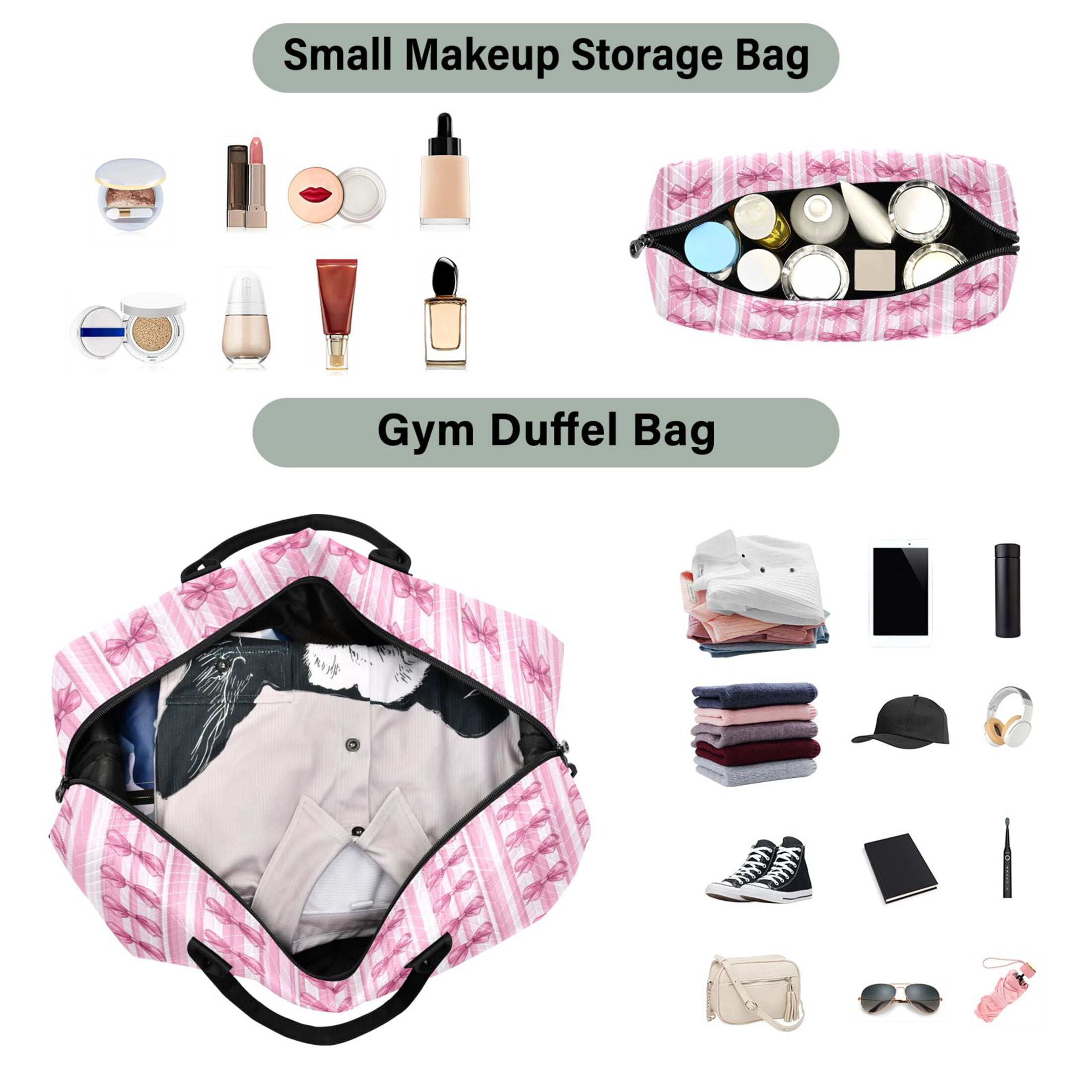 Travel Duffel Luggage Bag Sports Duffle Bag Gym Bag with Zipper Pink Bows