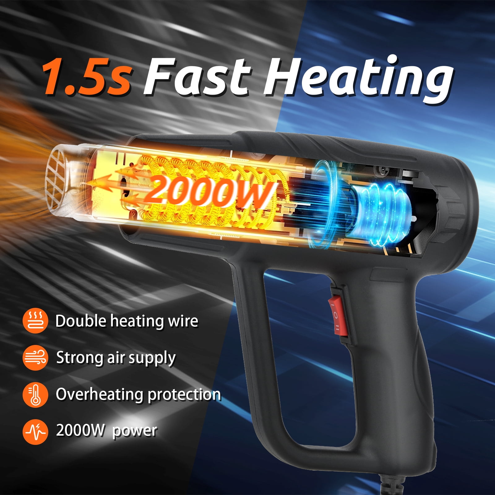Fast Heating Heat Gun Cumpără 2000W Industrial Stepless Electric Fast ...