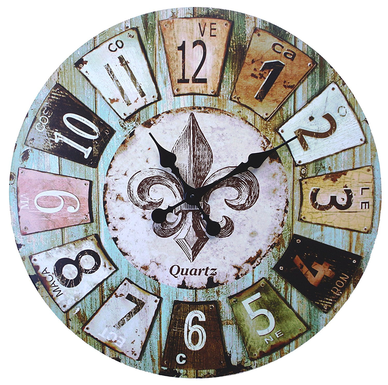 Old Time Old time French Country Style Rustic Round Wood Wall Clock 23 LH34OT LuLu Decor Large Roman Numerals Old time French Country Style Rustic Round Wood Wall Clock 23 Inc