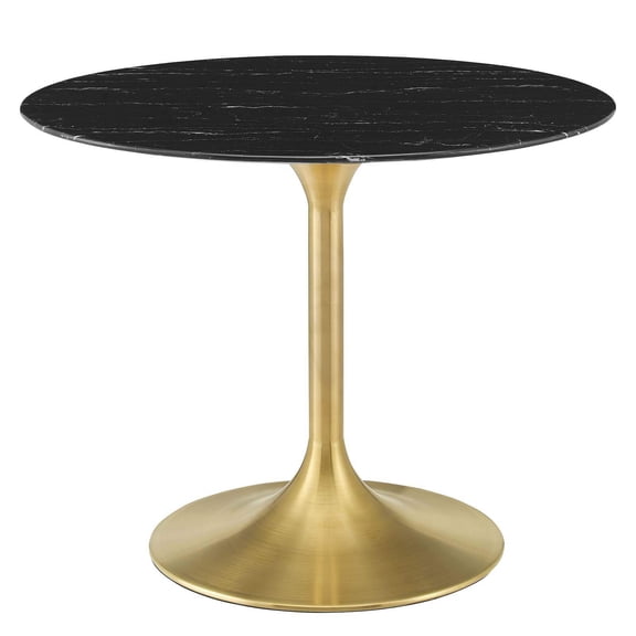 Modway Lippa 39.5" Modern Metal & Artificial Marble Dining Table in Gold/Black