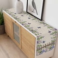 thumbnail image 4 of Spring Purple Flowers Table Runner - 72 Inch Long, Kitchen Dining Table Runner Dresser Scarves, Farmhouse Leaves Fences Burlap Farmhouse Decor for Coffee Tables Wedding Party Banquet, 4 of 8