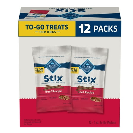 Blue Buffalo Stix Natural Pepperoni-Style Dog Treats, Beef Flavor, 1-oz. Pack (12 Count)